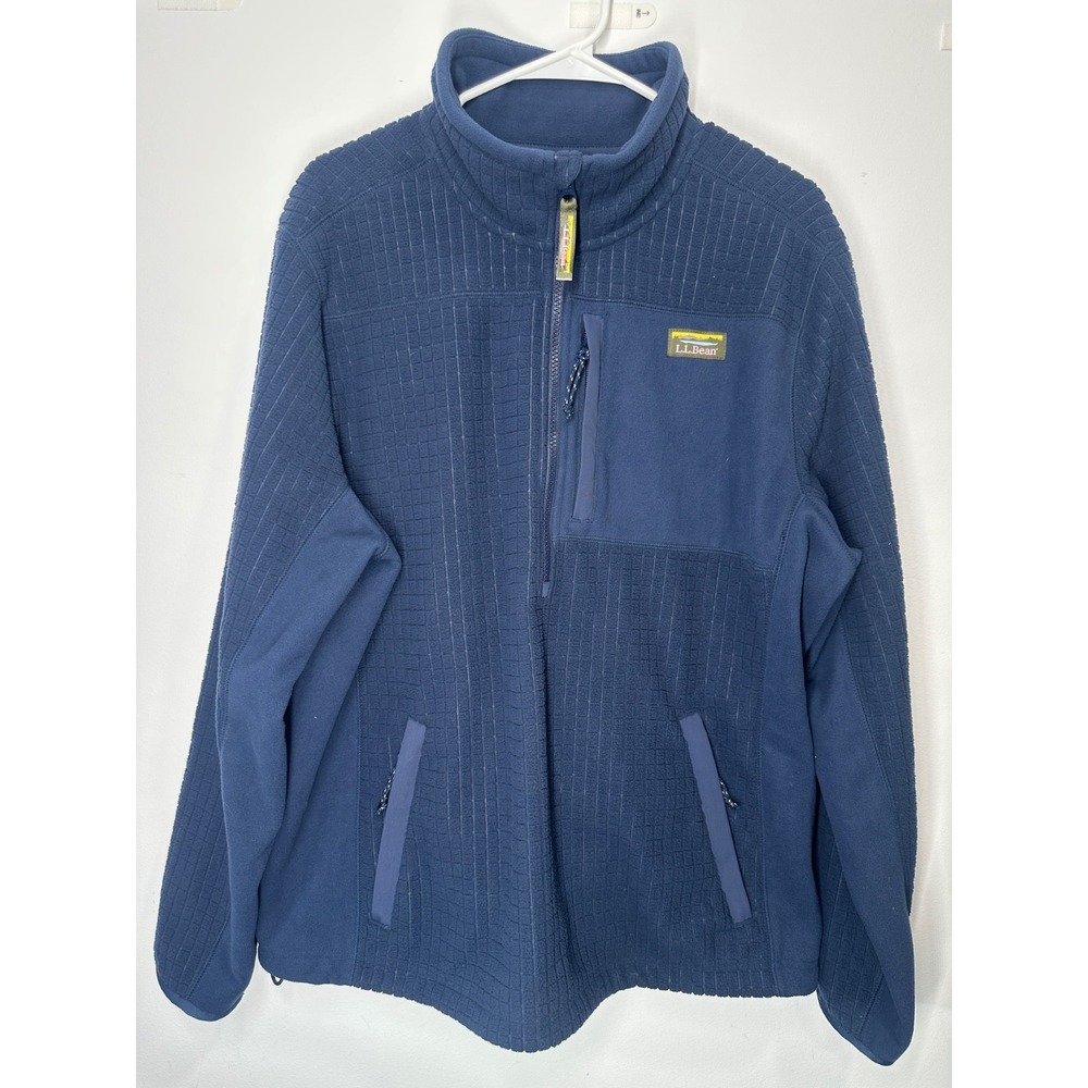 LL Bean Mountain Classic Windproof Fleece‎ Quater Zip Jacket Blue Mens XL